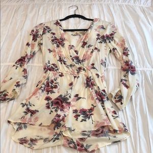 long sleeve floral romper